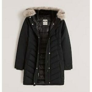 Abercrombie & Fitch Ultra Mid Parka, Black, Size M